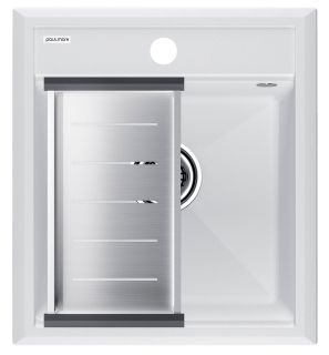 Комплект Paulmark: мойка Stepia 45 и коландер Advance PM114651-WH+A375-BS белый/брашированная нержавеющая сталь